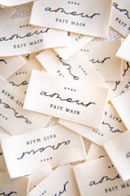 Lot de 5 étiquettes à coudre - Avec Amour, fait main