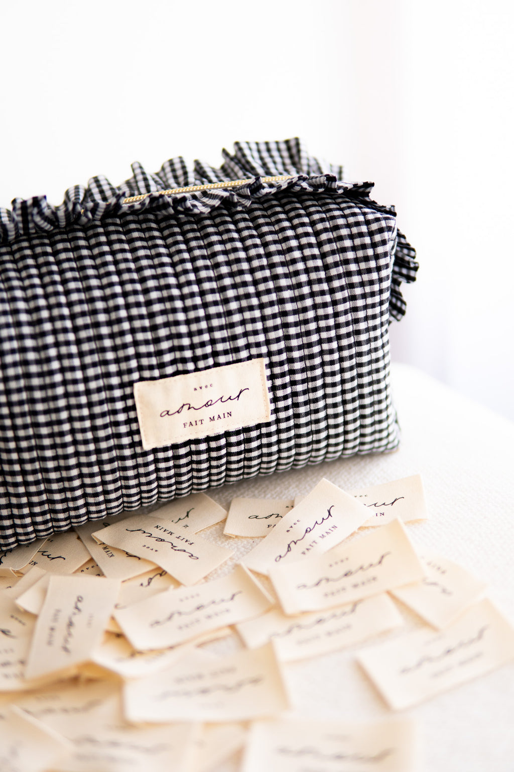 Lot de 5 étiquettes à coudre - Avec Amour, fait main