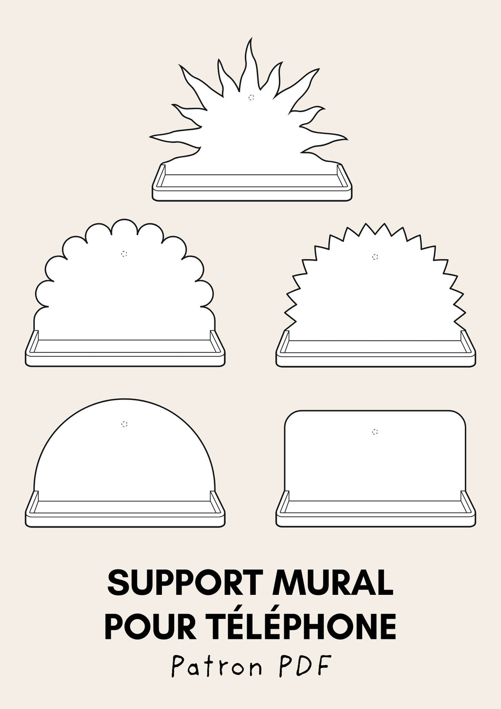 Support mural pour téléphone en argile - Patron PDF